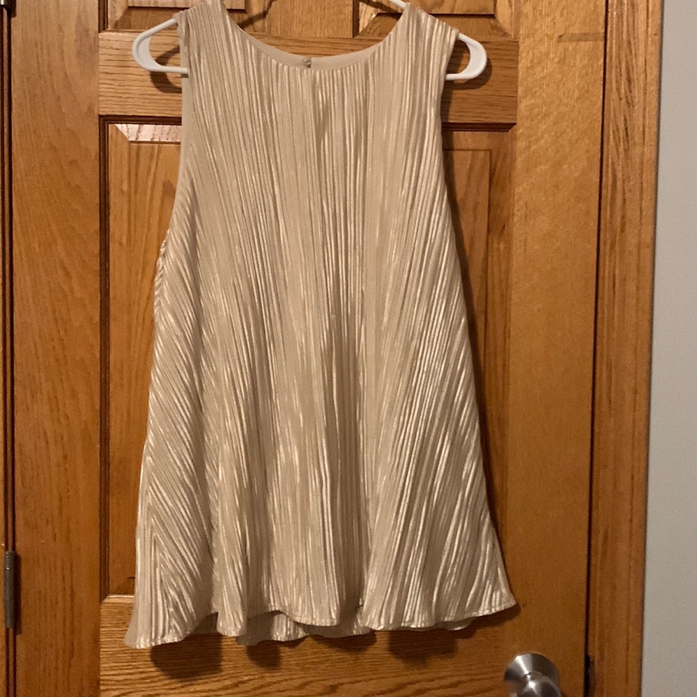 A New Day GUC Pleated Satin Sleeveless Tank Top, Size XL, Golden Ivory